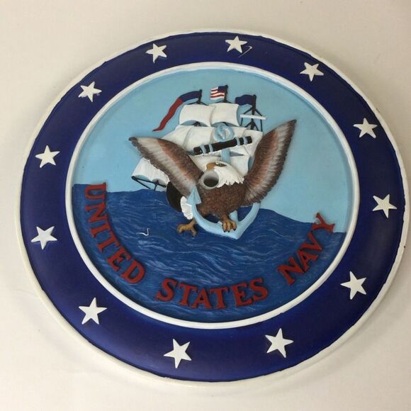 United States Navy Emblem Resin/plast Wall Hanging Plaque Sign Military 10" diam - Picture 3 of 7